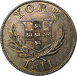 Монета 6 пенсов 1811 токен Йоркшир Великобритания