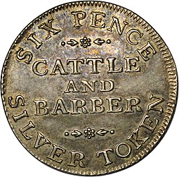 Монета 6 пенсов 1811 токен Йоркшир Великобритания