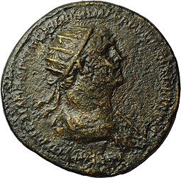Монета Дупондий 116 Траян Римская Империя