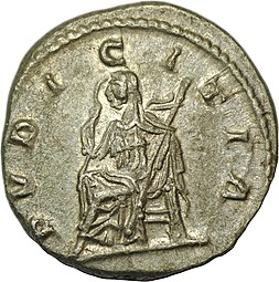 Монета Денарий 218-225 Юлия Меза Римская Империя