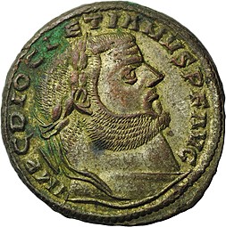 Монета Фоллис 302-303 Диоклетиан Римская Империя