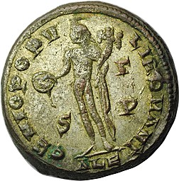 Монета Фоллис 302-303 Диоклетиан Римская Империя