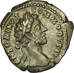 Монета Денарий 176-192 Коммод Римская Империя