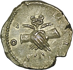 Монета Денарий 293-296 Антонин Пий Римская Империя