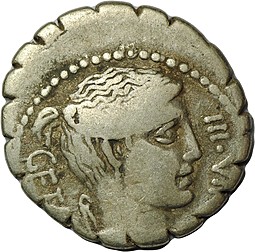 Монета Денарий 68 до н.э. Госидий Гета Римская Республика