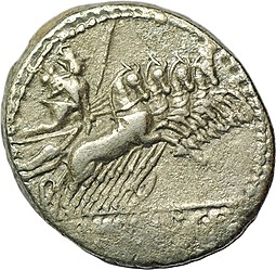 Монета Денарий 90 до н.э. Гай Вибий Панса Римская Республика