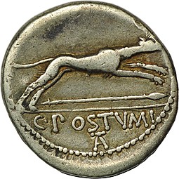 Монета Денарий 74 до н.э. Г. Постумий Римская Республика