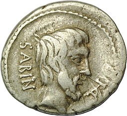 Монета Денарий 89 до н.э. Квинт Титурий Сабин Римская Республика