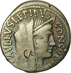 Монета Денарий 62 до н.э. Луций Эмилий Лепид Павел Римская Республика