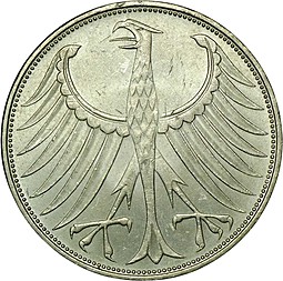 Монета 5 марок 1972 D Германия ФРГ