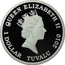 Монета 1 доллар 2010 Великие воины - Рыцарь Тувалу