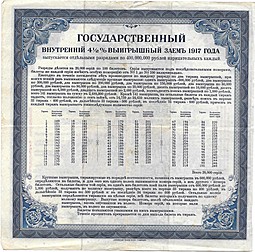 Билет 200 рублей 1917 4 разряд Государственный внутренний выигрышный заем Надпечатка 1920
