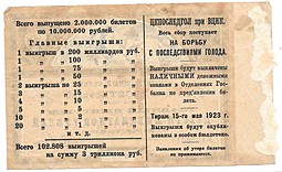 Банкнота 10 рублей 1923 Лотерейный билет 200 миллиардов