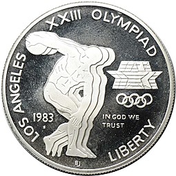 Монета 1 доллар 1983 S Олимпиада Лос-Анджелес Дискобол США