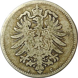 Монета 1 марка 1875 C Германия