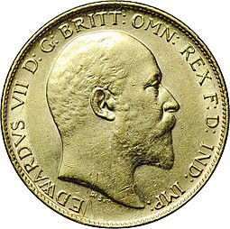 Монета 1 соверен (фунт) 1910 Великобритания