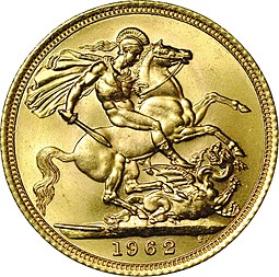 Монета 1 соверен (фунт) 1962 Великобритания