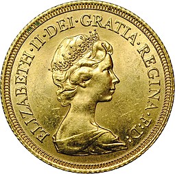 Монета 1 соверен (фунт) 1976 Великобритания