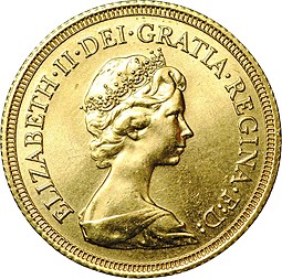 Монета 1 соверен (фунт) 1980 Великобритания