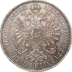 Монета 1 флорин 1861 A Австрия