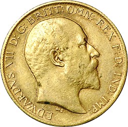 Монета 1/2 соверена (фунта) 1909 Великобритания