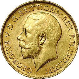 Монета 1/2 соверена (фунта) 1914 Великобритания