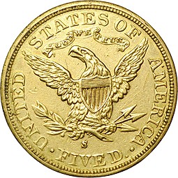 Монета 5 долларов 1885 S США