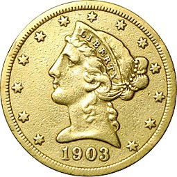 Монета 5 долларов 1903 S США