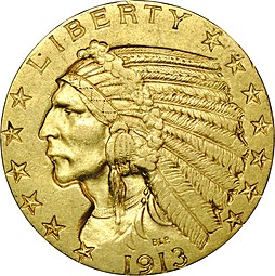 Монета 5 долларов 1913 Голова индейца США