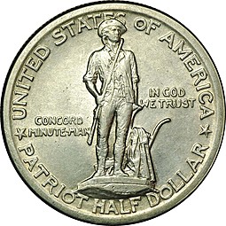 Монета 50 центов 1925 Сражения при Лексингтоне и Конкорде США