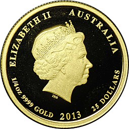 Монета 25 долларов 2013 Год Змеи Австралия