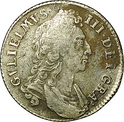 Монета 1 шиллинг 1696 Великобритания