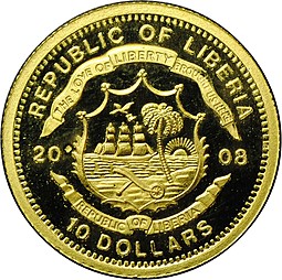 Монета 10 долларов 2008 Животные Австралии - Рысь Либерия