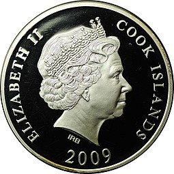 Монета 10 долларов 2009 Памятник Петру в Санкт-Петербурге Медный всадник Острова Кука