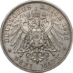 Монета 3 марки 1913 100 лет победы над Наполеоном Битва Народов Саксония Германия