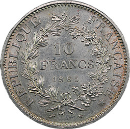 Монета 10 франков 1965 Геркулес и Музы Франция