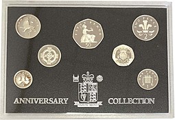Набор 1996 25 Anniversary of Decimalisation 7 монет серебро Великобритания