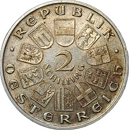 Монета 2 шиллинга 1929 Австрия 100 лет со дня рождения Теодора Бильрота