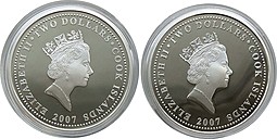 Набор 2 доллара 2007 Автомат Калашникова АК-47 UNC Острова Кука