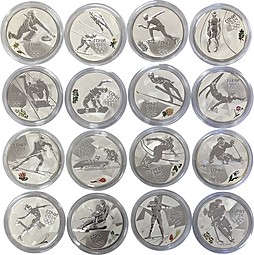 Комплект 3 рубля 2014 Олимпиада в Сочи - Зимние виды спорта 16 монет