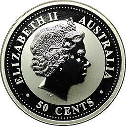 Монета 50 центов 2005 Восточный календарь - Год петуха Лунар Австралия