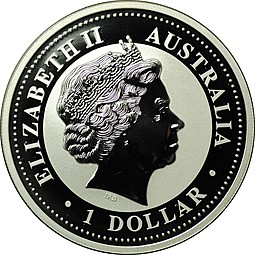 Монета 1 доллар 2007 Год свиньи Лунар 1 позолота Австралия