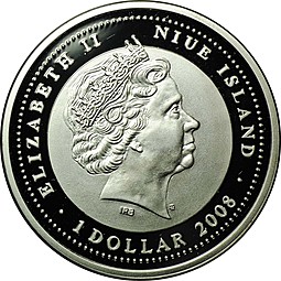 Монета 1 доллар 2008 Китайский гороскоп - Год быка 2009 PROOF Ниуэ
