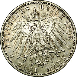 Монета 3 марки 1908 A Германия Пруссия