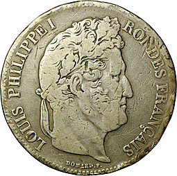 Монета 5 франков 1839 Франция