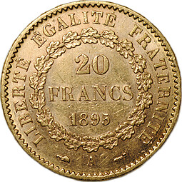 Монета 20 франков 1895 A Франция