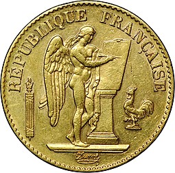 Монета 20 франков 1894 A Франция