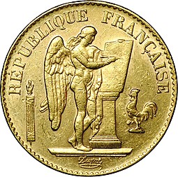Монета 20 франков 1897 A Франция
