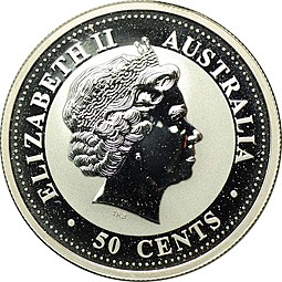 Монета 50 центов 2001 Восточный календарь - Год Змеи Лунар Австралия