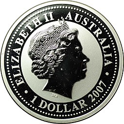 Монета 1 доллар 2007 Год быка Лунар 2009 Австралия